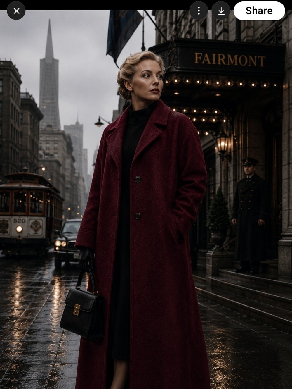 Commense Long Burgundy Coat L fits like XL